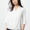 Rayonbluse med skipperkrage for damer | 3/4-ermer
