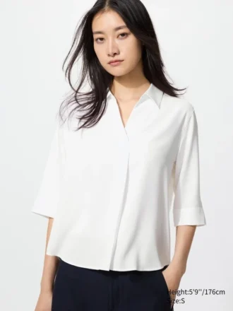 Rayonbluse med skipperkrage for damer | 3/4-ermer