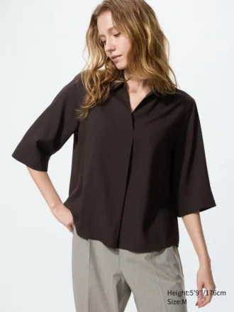 Rayonbluse med skipperkrage for damer | 3/4-ermer