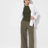 Rett bukser i crepe jersey for damer
