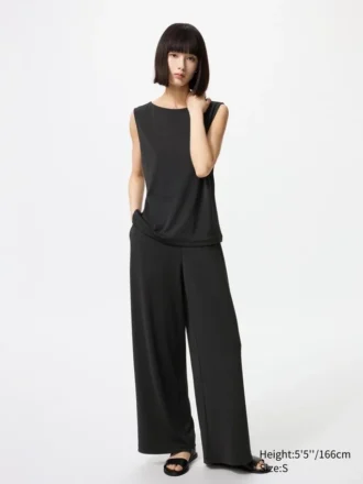 Rett bukser i crepe jersey for damer