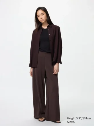 Rett bukser i crepe jersey for damer