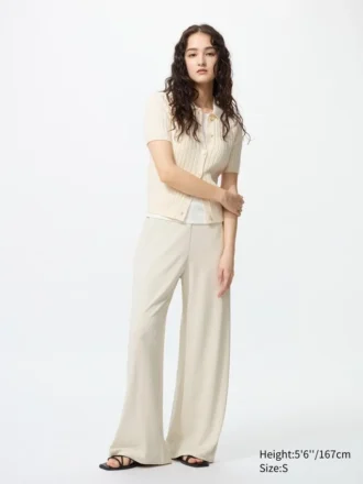 Rett bukser i crepe jersey for damer