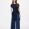 Rett bukser i crepe jersey for damer