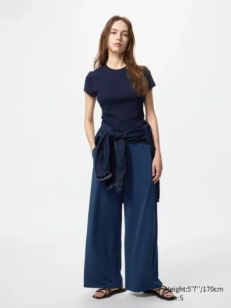 Rett bukser i crepe jersey for damer