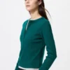 Ribbet Henley-T-skjorte for kvinner