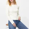 Ribbet Henley-T-skjorte for kvinner