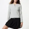 Ribbet Henley-T-skjorte for kvinner