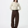 Ribbet Henley-T-skjorte for kvinner