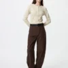 Ribbet Henley-T-skjorte for kvinner