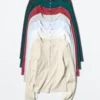 Ribbet Henley-T-skjorte for kvinner