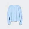 Ribbet Henley-T-skjorte for kvinner
