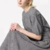 Seersucker-bluse med volum for kvinner | Gingham