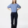 Seersucker-bluse med volum for kvinner | Gingham