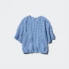 Seersucker-bluse med volum for kvinner | Gingham
