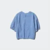 Seersucker-bluse med volum for kvinner | Gingham