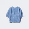 Seersucker-bluse med volum for kvinner | Gingham