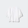 Seersucker-bluse med voluminøse ermer for kvinner
