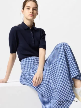 Seersucker-skjørt med volum for kvinner | Gingham
