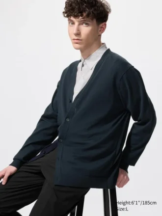 Strikket cardigan med V-hals for menn