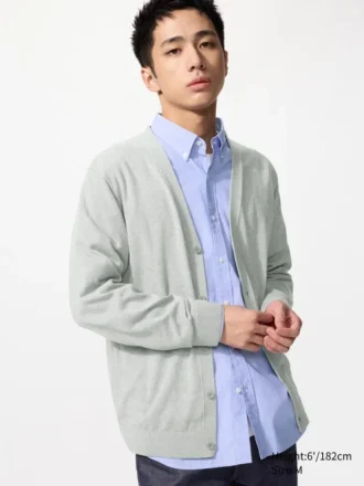Strikket cardigan med V-hals for menn