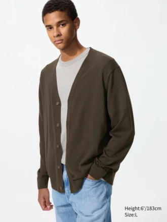 Strikket cardigan med V-hals for menn