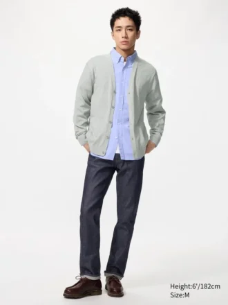 Strikket cardigan med V-hals for menn
