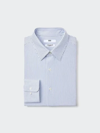 Super Non-Iron Jersey Slim-skjorte for menn | Vanlig krage | Stripet