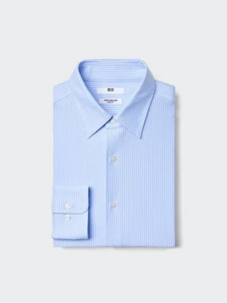 Super Non-Iron Jersey Slim-skjorte for menn | Vanlig krage | Stripet