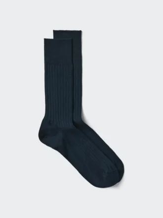Supima®-bomullsblanding, brede ribbestrikkede sokker for menn