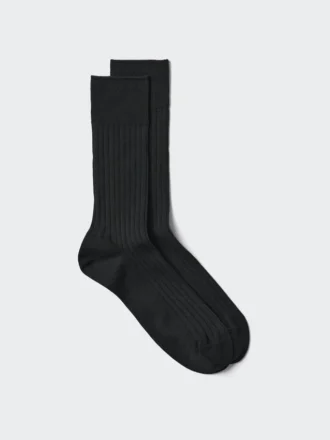 Supima® Cotton-bomullsblanding, brede ribbestrikkede sokker for menn