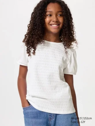 T-skjorte med puffer-ermer for barn | Shirring