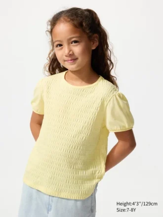 T-skjorte med puffer-ermer for barn | Shirring
