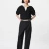 Tapered bukser i lin og bomull for kvinner | Tall