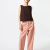 Tapered bukser i lin og bomull for kvinner | Tall