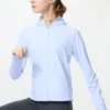 Ultra Stretch AIRism UV-beskyttende hettegenser med gjennomgående glidelås for kvinner