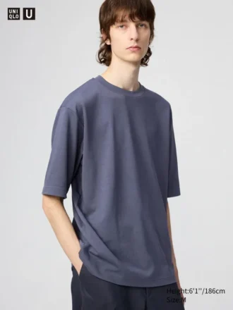 Unisex AIRism bomulls-T-skjorte i oversized-modell | Halv ermer