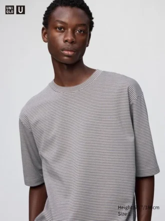 Unisex AIRism bomulls-T-skjorte i oversized-modell med striper