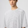Unisex AIRism bomulls-T-skjorte i oversized-modell med striper