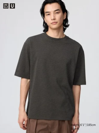 Unisex AIRism bomulls-T-skjorte i oversized-modell med striper