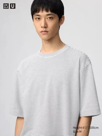 Unisex AIRism bomulls-T-skjorte i oversized-modell med striper