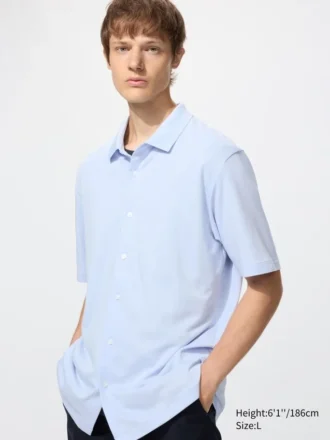 Unisex AIRism bomullspike-pologensere med full åpning