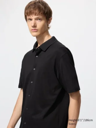 Unisex AIRism bomullspike-pologensere med full åpning