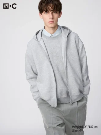 Unisex-hettegenser med stor glidelås og hette