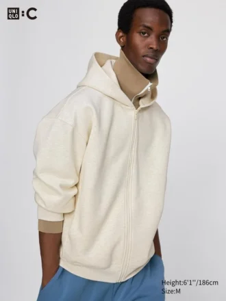 Unisex-hettegenser med stor glidelås og hette