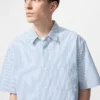 Unisex Seersucker-skjorte | Kort erme | Stripet