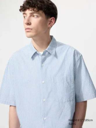 Unisex Seersucker-skjorte | Kort erme | Stripet