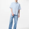 Unisex Seersucker-skjorte | Kort erme | Stripet