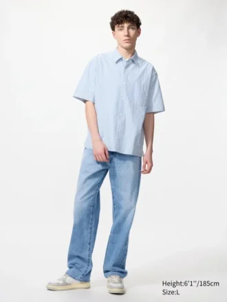 Unisex Seersucker-skjorte | Kort erme | Stripet