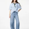 Unisex Seersucker-skjorte | Kort erme | Stripet